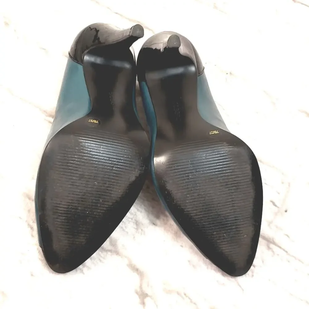 BCBGirls women's Green/Black Leather Heels size 7B
